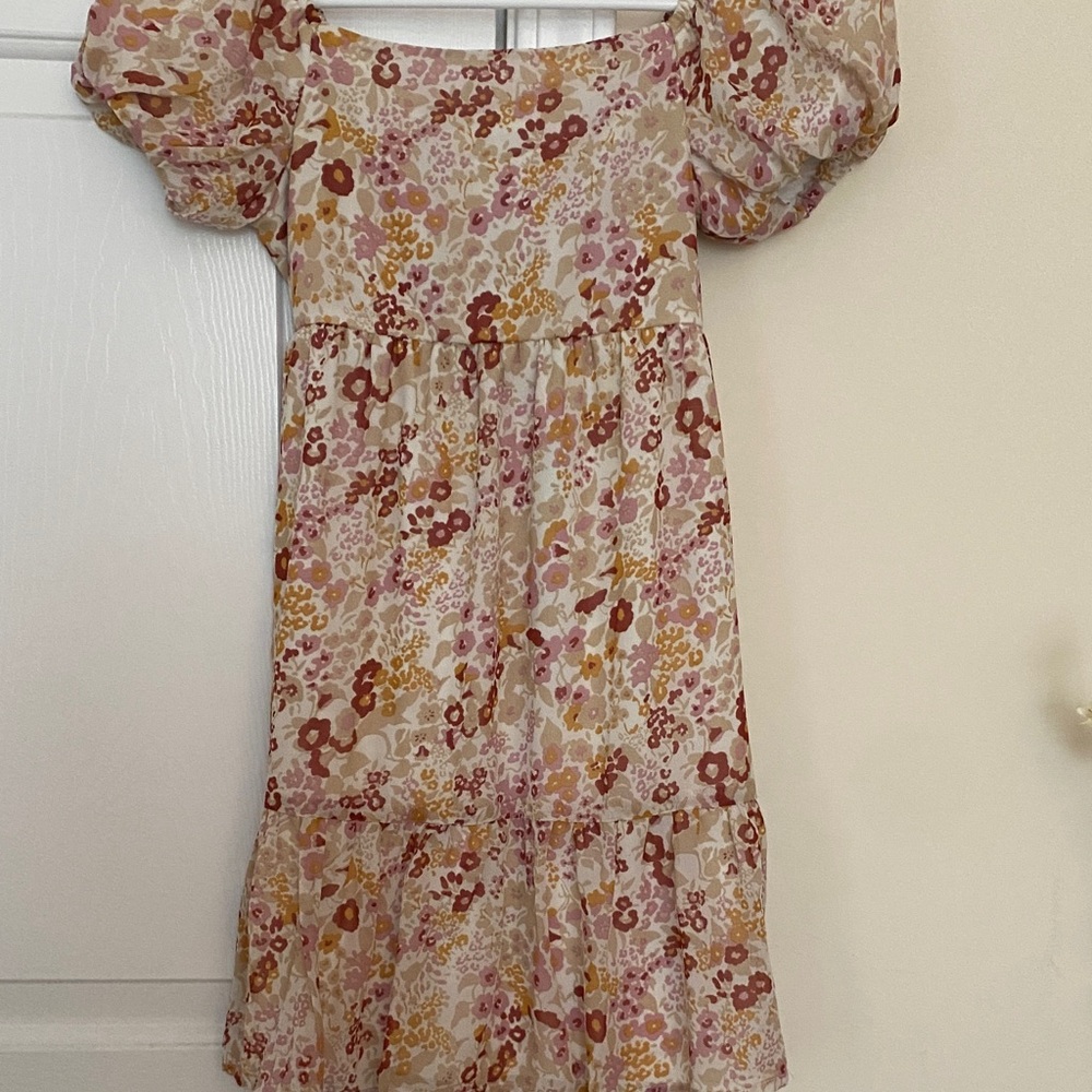 Charming Floral Kids Dress with Puff Sleeves